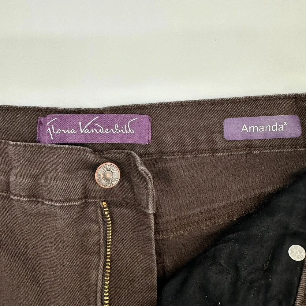 Gloria Vanderbilt Amanda‎ Straight Jeans Womens 8P Brown Denim Stretch Mid Rise